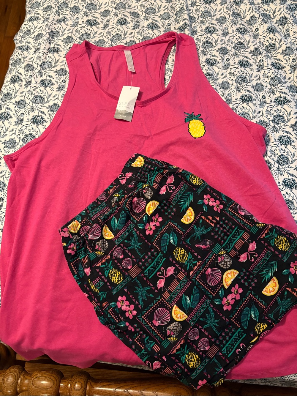 Lane Bryant Bright Pink Pineapple Tank Top